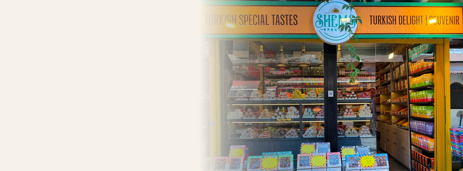 واجهة متجر SHEMS Special في بالاط، حلقوم تركي يدوي الصنع